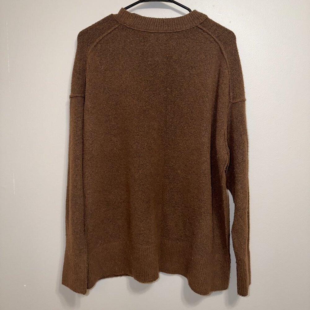 Aerie Brown Crewneck Sweater Size M Soft Knit Cozy Relaxed Everyday - Picture 8 of 8